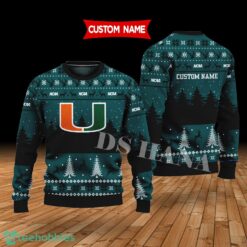 Miami Hurricanes Custom Name Merry Xmas Sweater For Miami Hurricanes Fans Sweater Product Photo 1