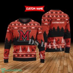 Miami (OH) RedHawks Custom Name Merry Xmas Sweater For Miami (OH) RedHawks Fans Sweater Product Photo 1