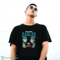 Michael Myers And Billy The Puppet X Philadelphia Eagles Pee On NFL Teams Halloween Shirt - G500 Gildan T-Shirt