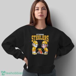 Michael Myers And Billy The Puppet X Pittsburgh Steelers Pee On NFL Teams Halloween Shirt - Sweatshirt