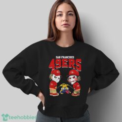 Michael Myers And Billy The Puppet X San Francisco 49ers Pee On NFL Teams Halloween Shirt - Sweatshirt