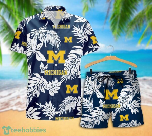 Michigan Wolverines Tropical Pattern Combo Hawaii Shirt and Shorts For Fans Product Photo 2