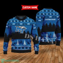 Middle Tennessee Blue Raiders Custom Name Merry Xmas Sweater For Middle Tennessee Blue Raiders Fans Sweater Product Photo 1