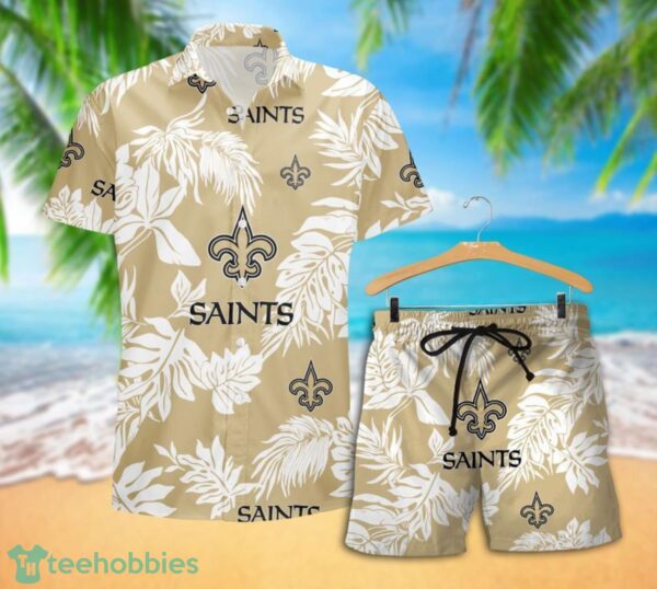 New Orleans Saints Tropical Pattern Combo Hawaii Shirt and Shorts For Fans Product Photo 2