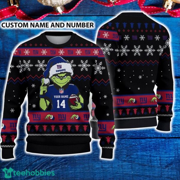 New York Giants 3D Ugly Christmas Sweater Grinch Funny Custom Number And Name - New York Giants 3D Ugly Christmas Sweater Grinch Funny Custom Number And Name