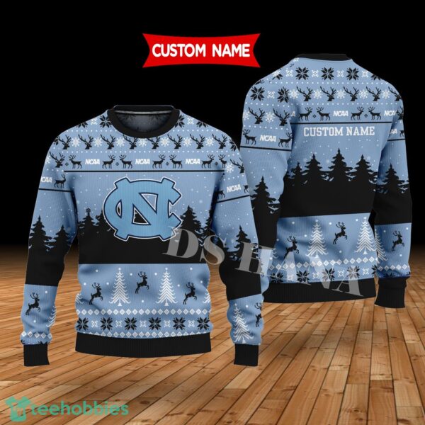 North Carolina Tar Heels Custom Name Merry Xmas Sweater For North Carolina Tar Heels Fans Sweater Product Photo 1