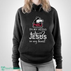 Northern Illinois Huskies In My Veins Jesus In My Heart T-Shirt Hoodie Sweatshirt - Unisex Pullover Hoodie