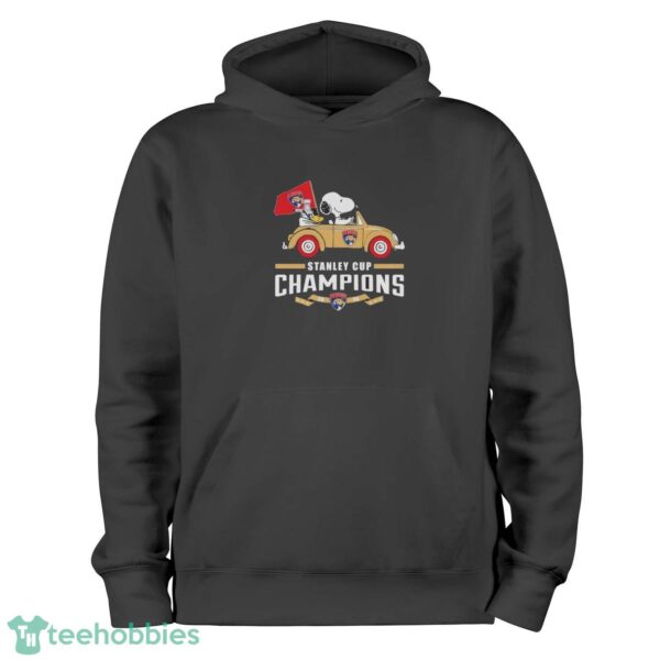 Official Florida Panthers Snoopy Peanuts The Stanley Cup Champions 2024 T-Shirt - Black Hoodie