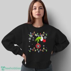 Official Grinch Hand Holding Ornament Las Vegas Raiders Christmas Light Shirt - Sweatshirt