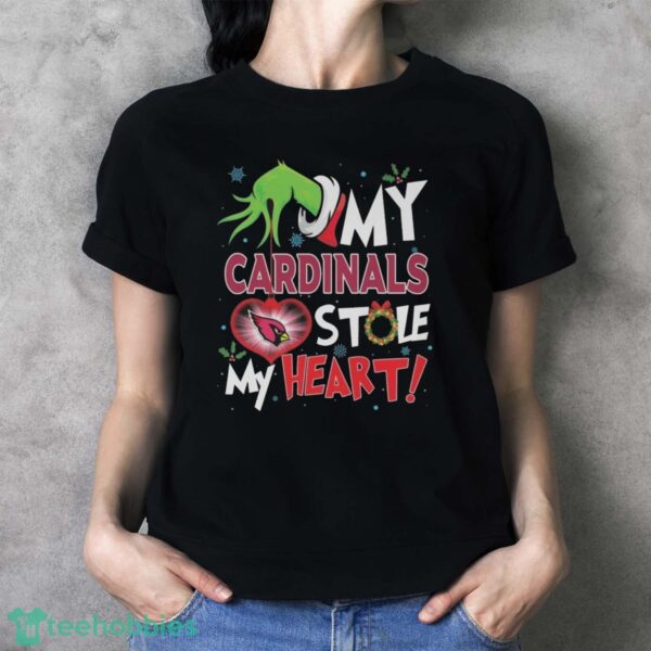 Official Grinch Hand My Arizona Cardinals Stole My Heart Football 2024 Shirt - Ladies T-Shirt