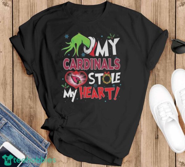 Official Grinch Hand My Arizona Cardinals Stole My Heart Football 2024 Shirt - Black T-Shirt
