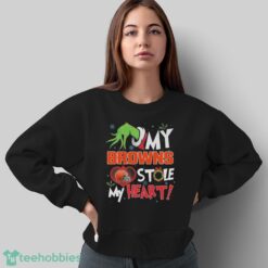 Official Grinch Hand My Cleveland Browns Stole My Heart Football 2024 Shirt - Sweatshirt