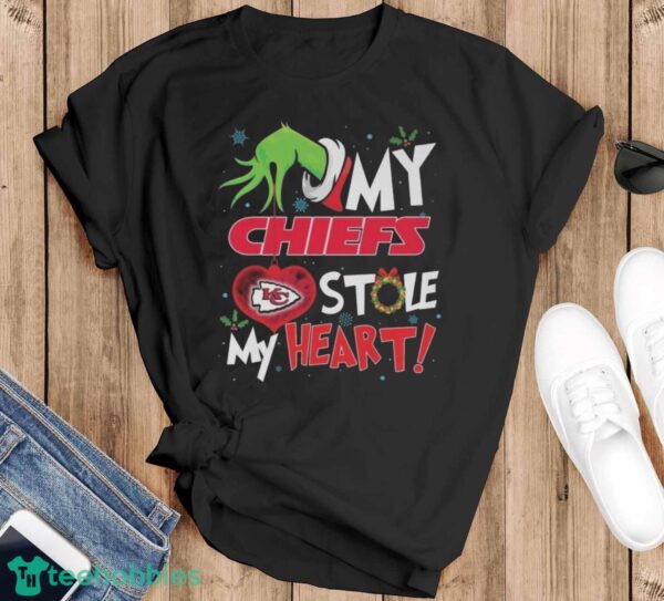 Official Grinch Hand My Kansas City Chiefs Stole My Heart Football 2024 Shirt - Black T-Shirt