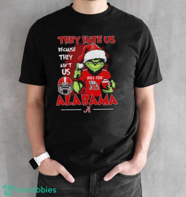Official They Hate Us Because Ain’t Us Alabama Crimson Tide The Grinch Christmas Shirt - Black Unisex T-Shirt