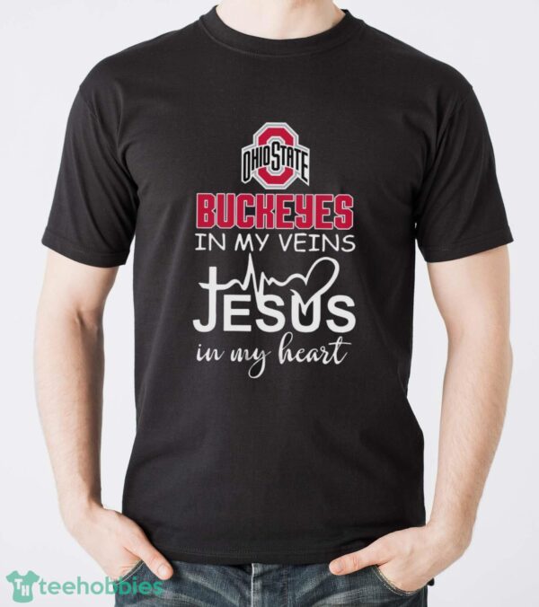 Ohio State Buckeyes In My Veins Jesus In My Heart T-Shirt Hoodie Sweatshirt - Men T-Shirt