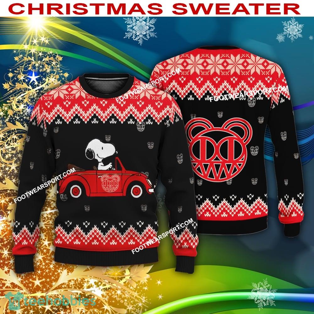 Radiohead Band Snoopy Driving A Car Christmas Sweater Gift Holidays image Radiohead Band Snoopy Driving A Car Christmas Sweater Gift Holidays - Radiohead Band Snoopy Driving A Car Christmas Sweater Gift Holidays