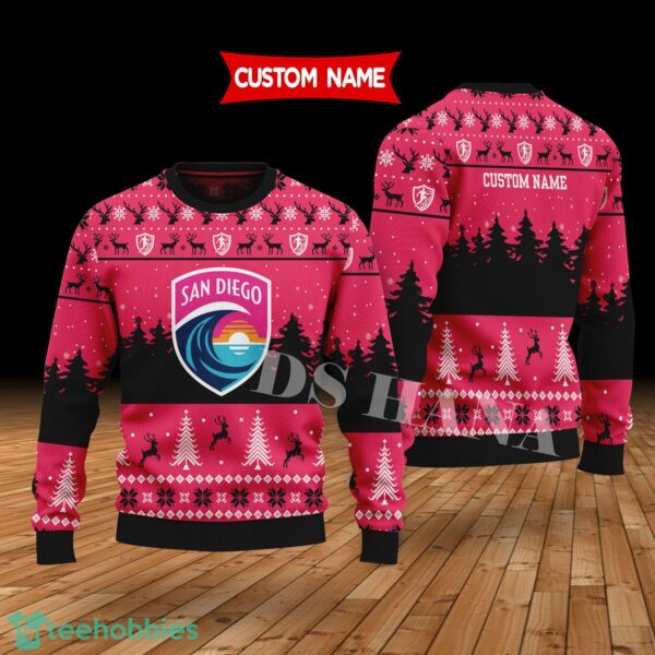 San Diego Wave FC Custom Name Merry Xmas Sweater For Soccer Sport Team's Fans Sweater Product Photo 1