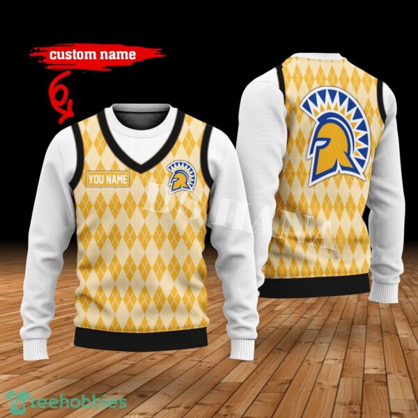 San José State Spartans Custom Name New Style Sweater Ghile Style 3D Print Christmas Sweater Product Photo 1
