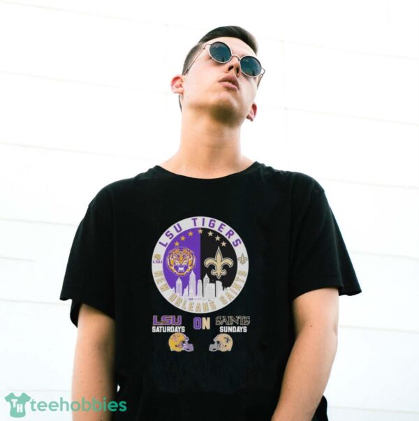 Skyline LSU Tigers On Saturdays And New Orleans Saints On Sundays Shirt - G500 Gildan T-Shirt