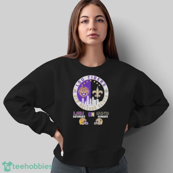 Skyline LSU Tigers On Saturdays And New Orleans Saints On Sundays Shirt - Sweatshirt