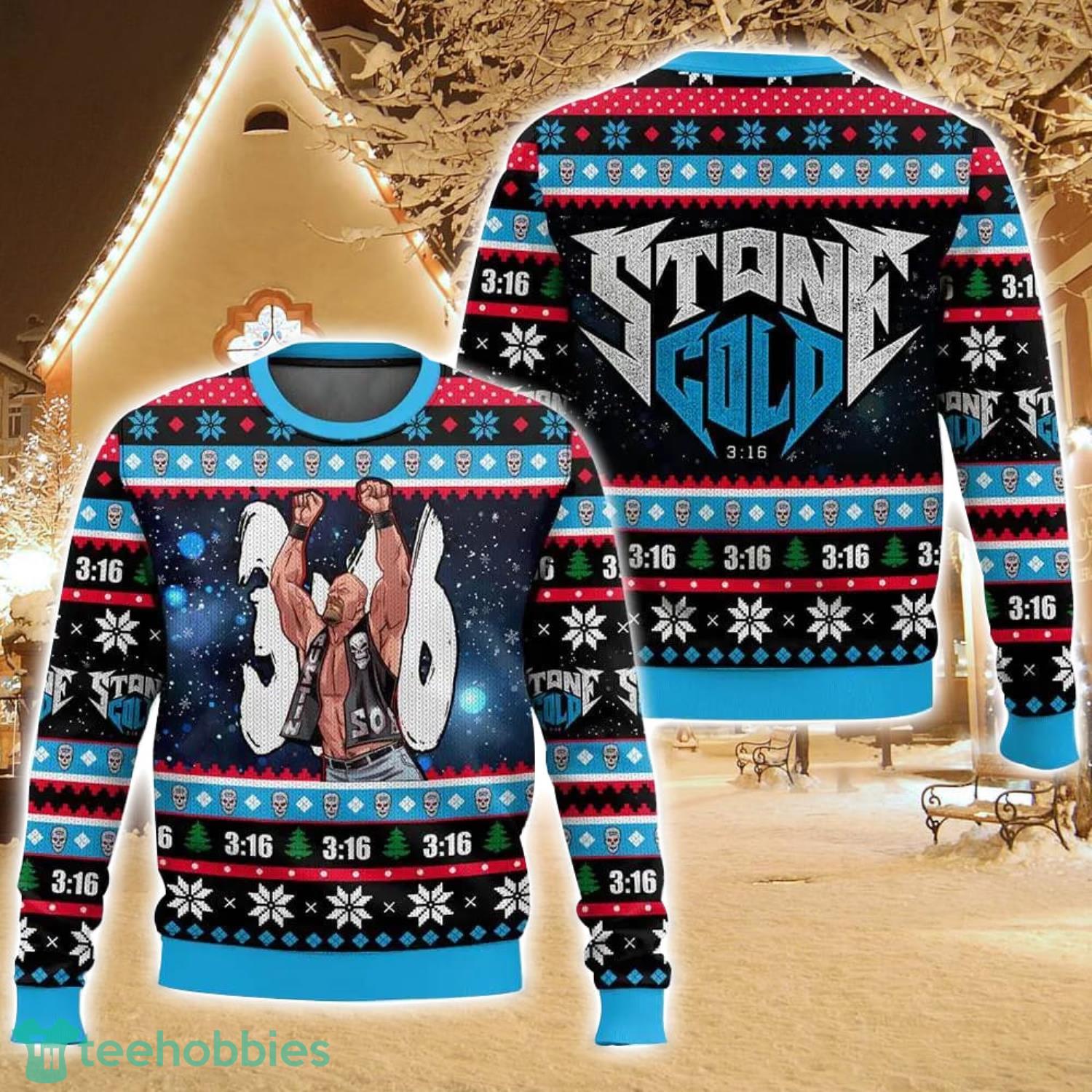 Stone Cold Steve Austin Ugly Christmas Sweater Holiday Sweater Christmas Gift For Family image Stone Cold Steve Austin Ugly Christmas Sweater Holiday Sweater Christmas Gift For Family Product Photo 1