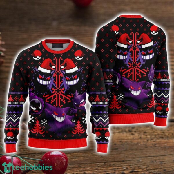 Ugly Sweater Ghosts Gengar Ghastly Ghost Christmas Shirt Funny Ghost Xmas Ugly Christmas Sweater Holiday Sweater Product Photo 1