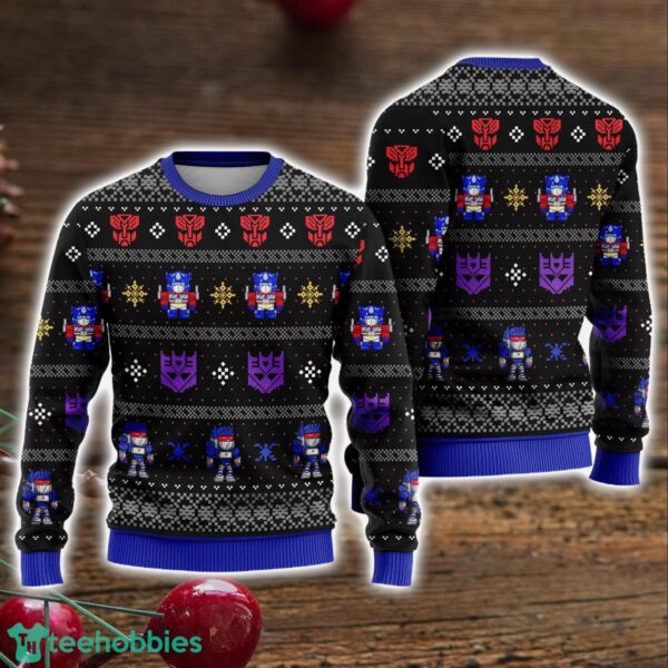 Ugly Sweater Xmas in Disguise Transformers Ugly Christmas Ugly Sweater Optimus Bumblebee Ugly Christmas Sweater Holiday Gift Product Photo 1