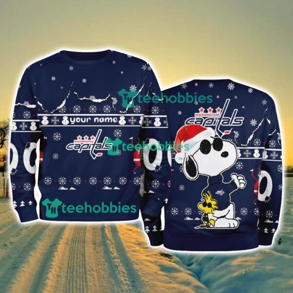 Washington Capitals Snoopy Custom Name And Number New Designs Christmas Ugly Sweater 3D Product Photo 1