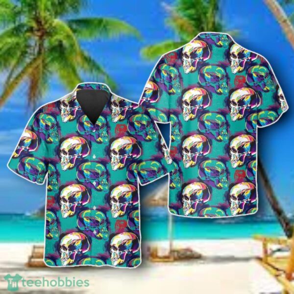 Blue Blurry Skull Art Hawaiian Shirt Style Gift Product Photo 1