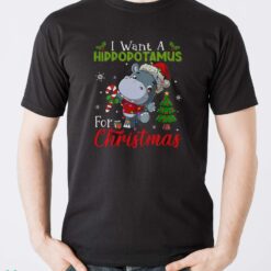 I Want A Hippopotamus For Christmas Shirt Hippo Candy Santa Shirt - Men T-Shirt