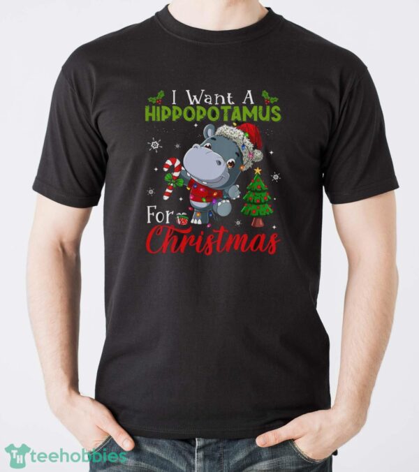 I Want A Hippopotamus For Christmas Shirt Hippo Candy Santa Shirt - Men T-Shirt