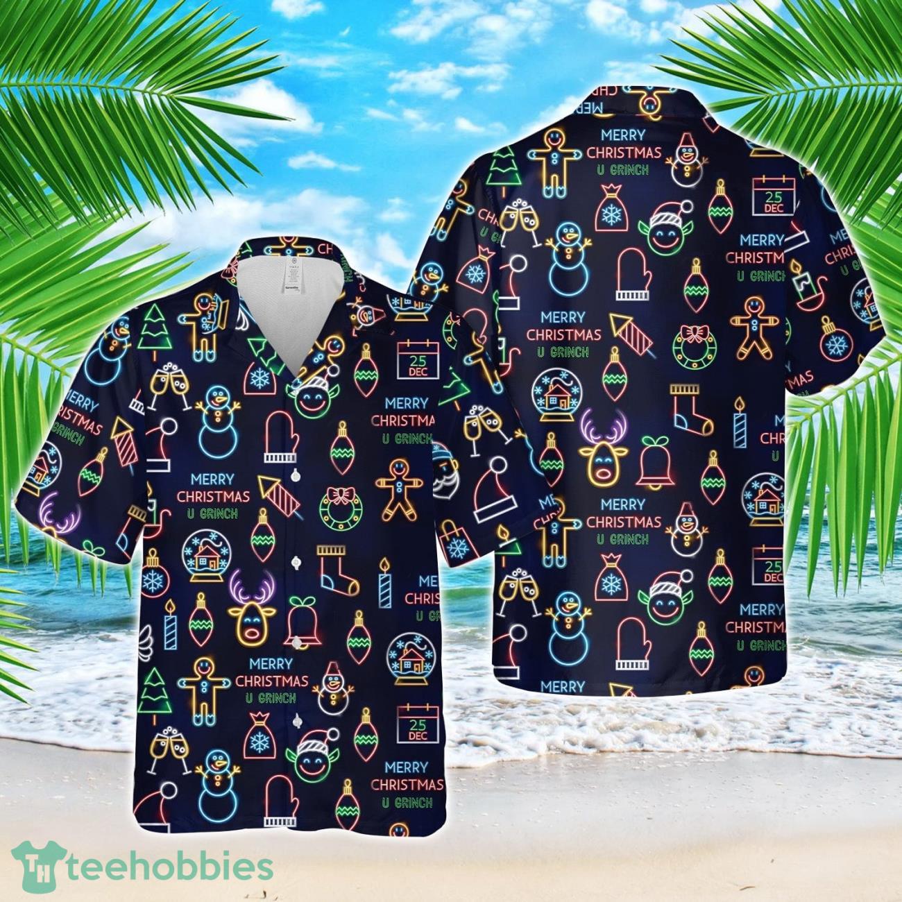 Neon Christmas Xmas Hawaiian Shirt image Neon Christmas Xmas Hawaiian Shirt Product Photo 1