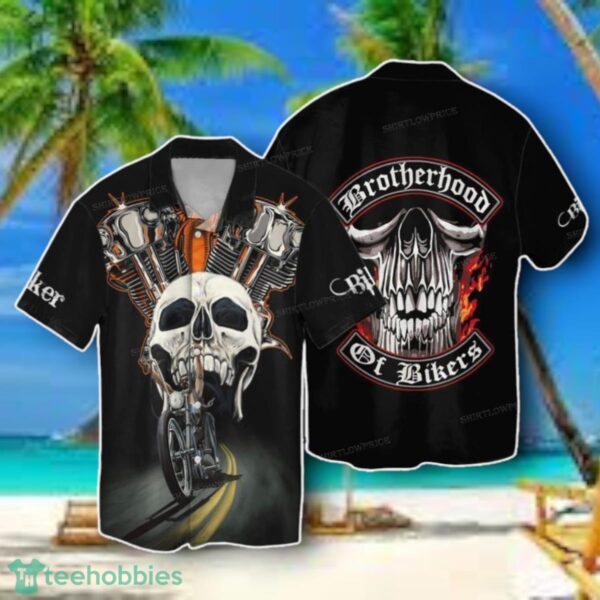 Skull Motorcycle Brotherhood Of Bikers Hawaiian Shirt Style Gift Product Photo 1