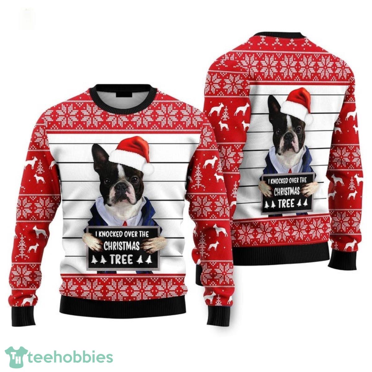 Boston Terrier Ugly Christmas Sweater For Men And Women image Boston Terrier Ugly Christmas Sweater For Men And Women Product Photo 1