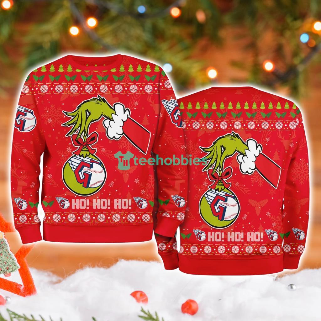 Cleveland Guardians Mlb Grinch Hand Ugly Christmas Sweater 3D image Cleveland Guardians Mlb Grinch Hand Ugly Christmas Sweater 3D Product Photo 1