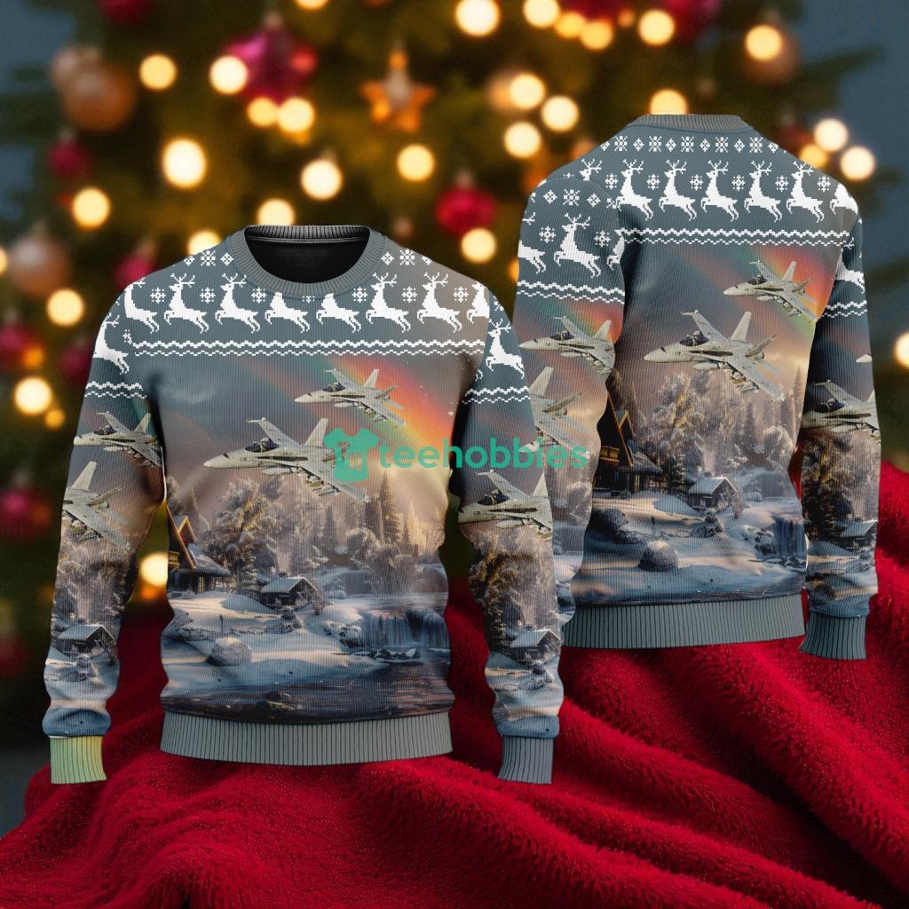 Fa 18 Hornet American Airlines Christmas House Under The Rainbow Ugly Sweater For You image Fa-18 Hornet American Airlines Christmas House Under The Rainbow Ugly Sweater For You Product Photo 1