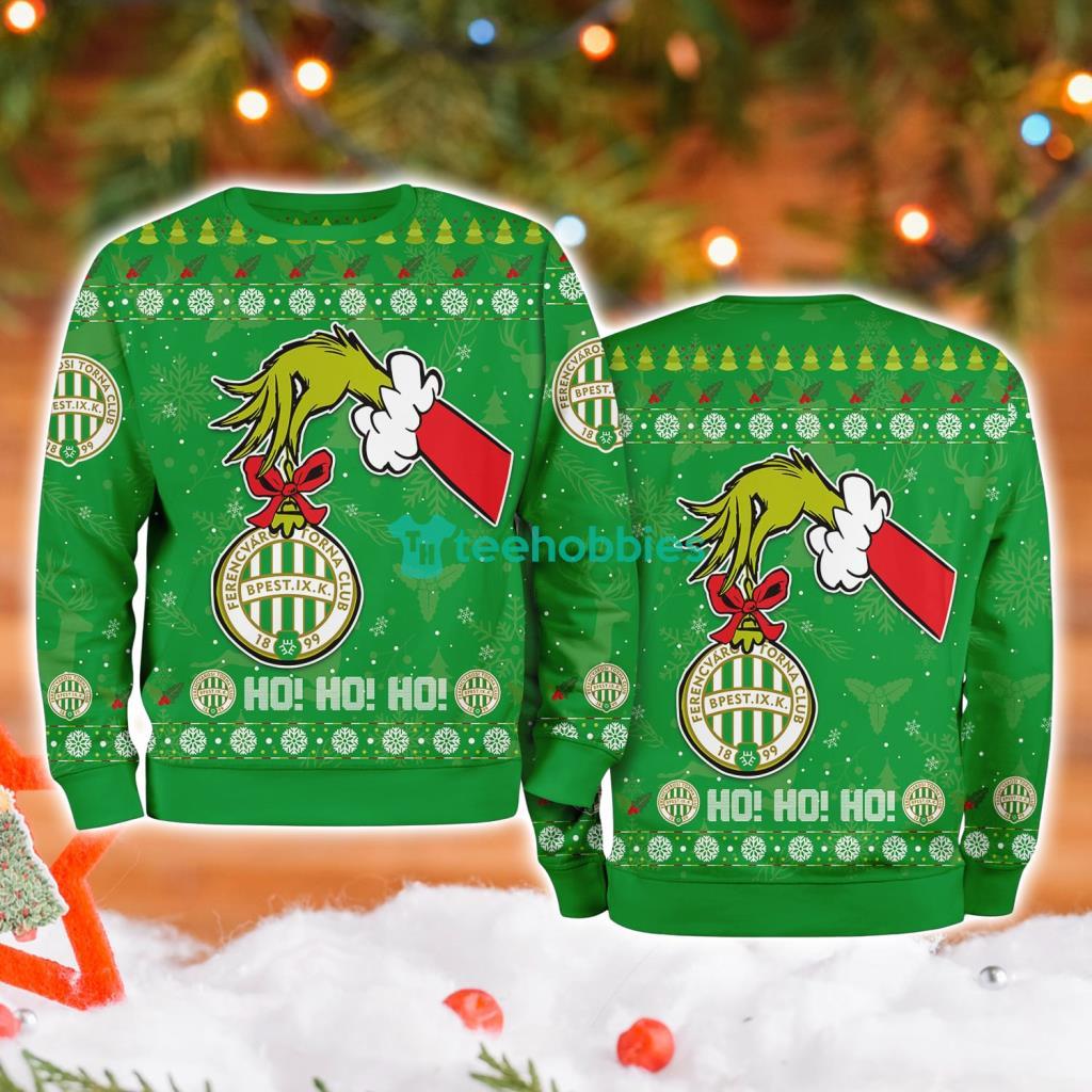 Ferencvarosi Grinch Hand Ugly Christmas Sweater 3D image Ferencvarosi Grinch Hand Ugly Christmas Sweater 3D Product Photo 1
