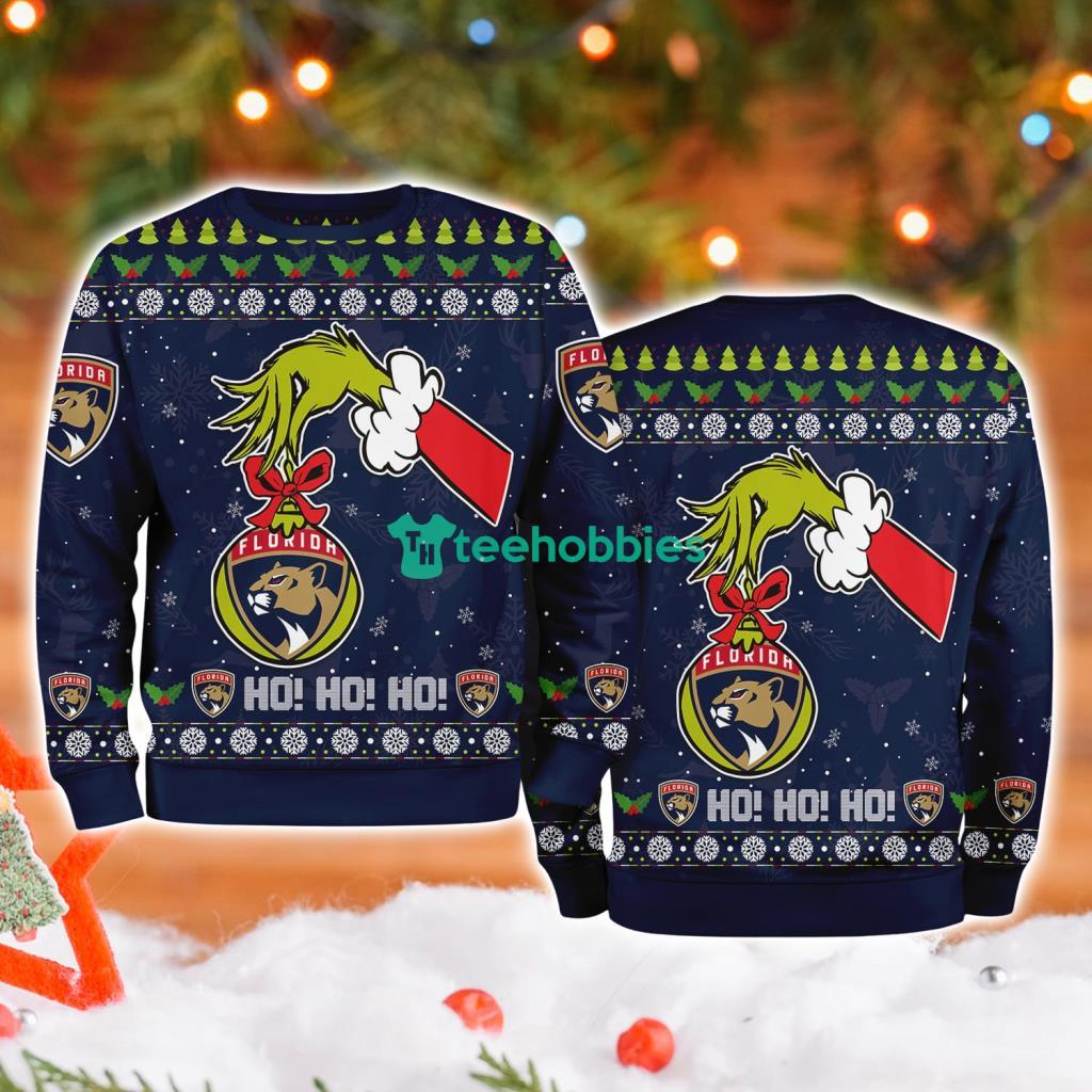 Florida Panthers Grinch Hand Ugly Christmas Sweater 3D image Florida Panthers Grinch Hand Ugly Christmas Sweater 3D Product Photo 1