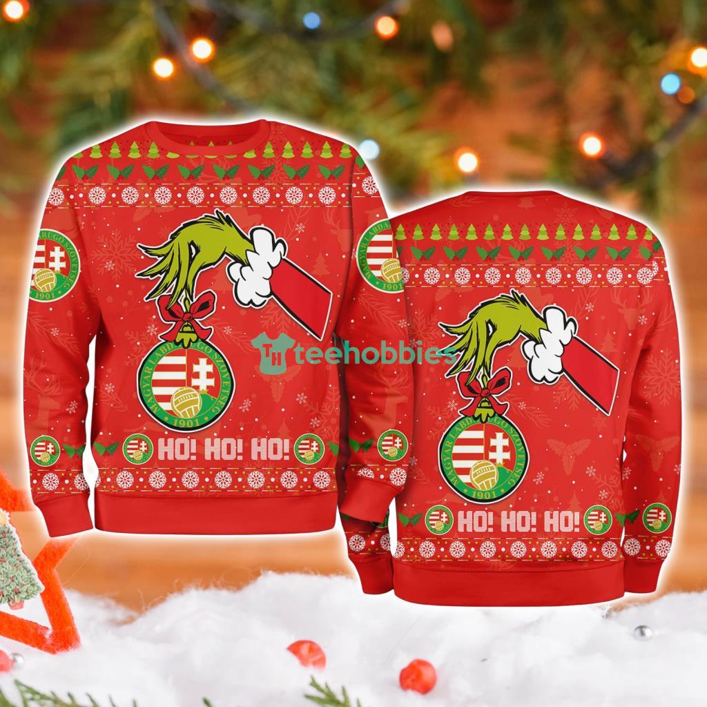 Hungary National Football Grinch Hand Ugly Christmas Sweater 3D image Hungary National Football Grinch Hand Ugly Christmas Sweater 3D Product Photo 1