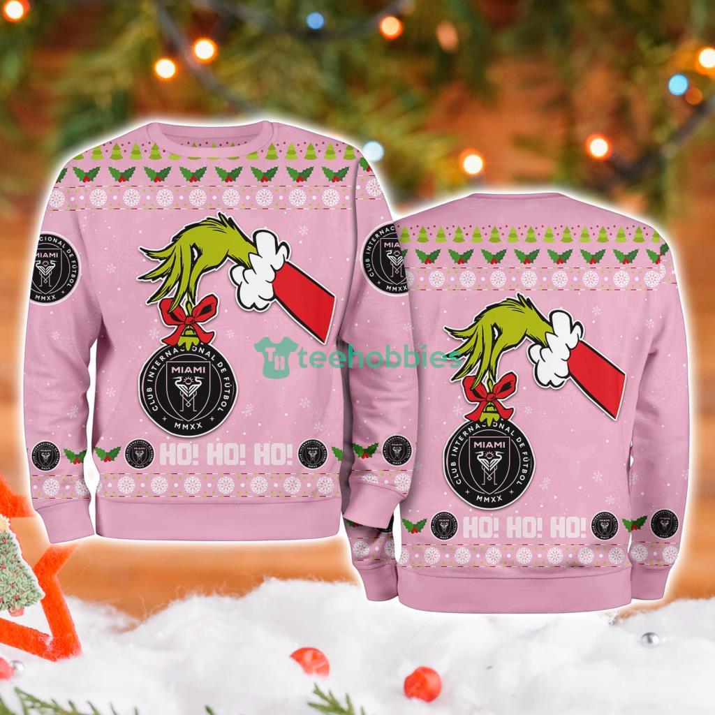 Inter Miami Grinch Hand Ugly Christmas Sweater 3D image Inter Miami Grinch Hand Ugly Christmas Sweater 3D Product Photo 1