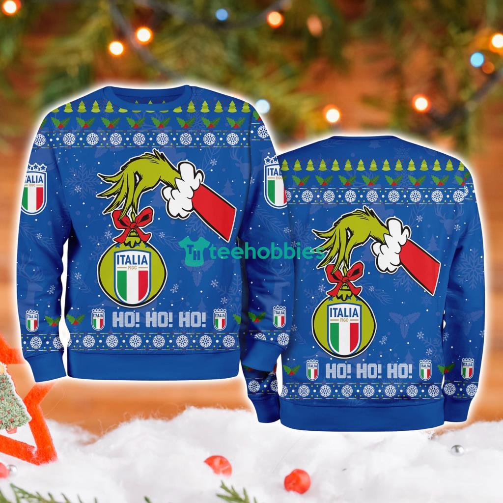 Italy National Football Grinch Hand Ugly Christmas Sweater 3D image Italy National Football Grinch Hand Ugly Christmas Sweater 3D Product Photo 1