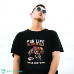 Kansas City Chiefs For Life Go Red Go Gold Go Chiefs Mascot T shirt image Kansas City Chiefs For Life Go Red Go Gold Go Chiefs Mascot T-shirt - G500 Gildan T-Shirt