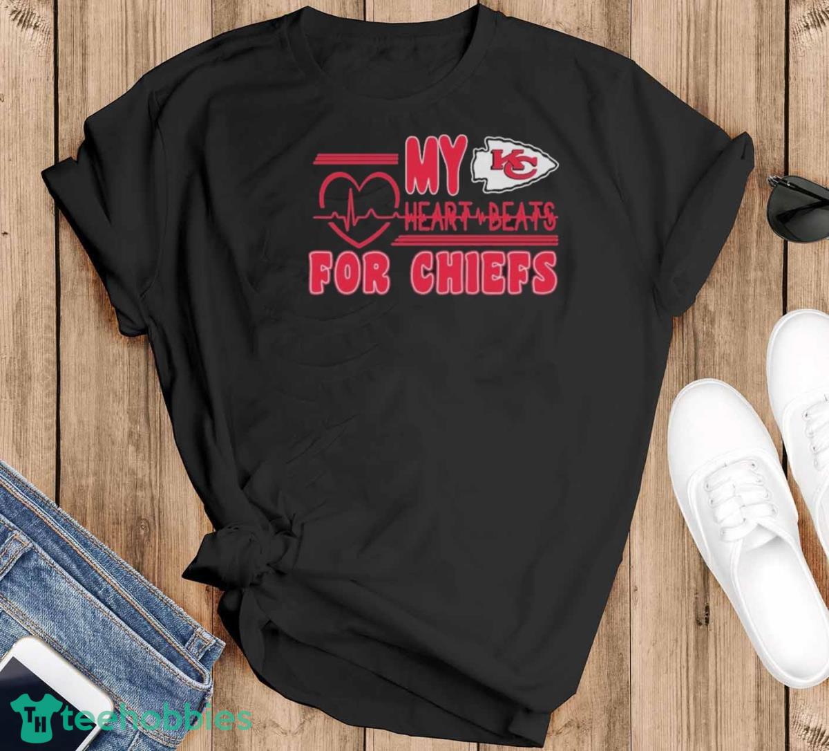 Kansas City Chiefs My Heartbeat For Chiefs Shirt - Black T-Shirt Kansas City Chiefs My Heartbeat For Chiefs Shirt - Black T-Shirt
