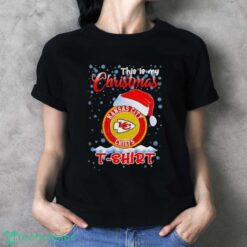 Kansas City Chiefs Santa hat this is my Christmas T shirt image Kansas City Chiefs Santa hat this is my Christmas T-shirt - Ladies T-Shirt