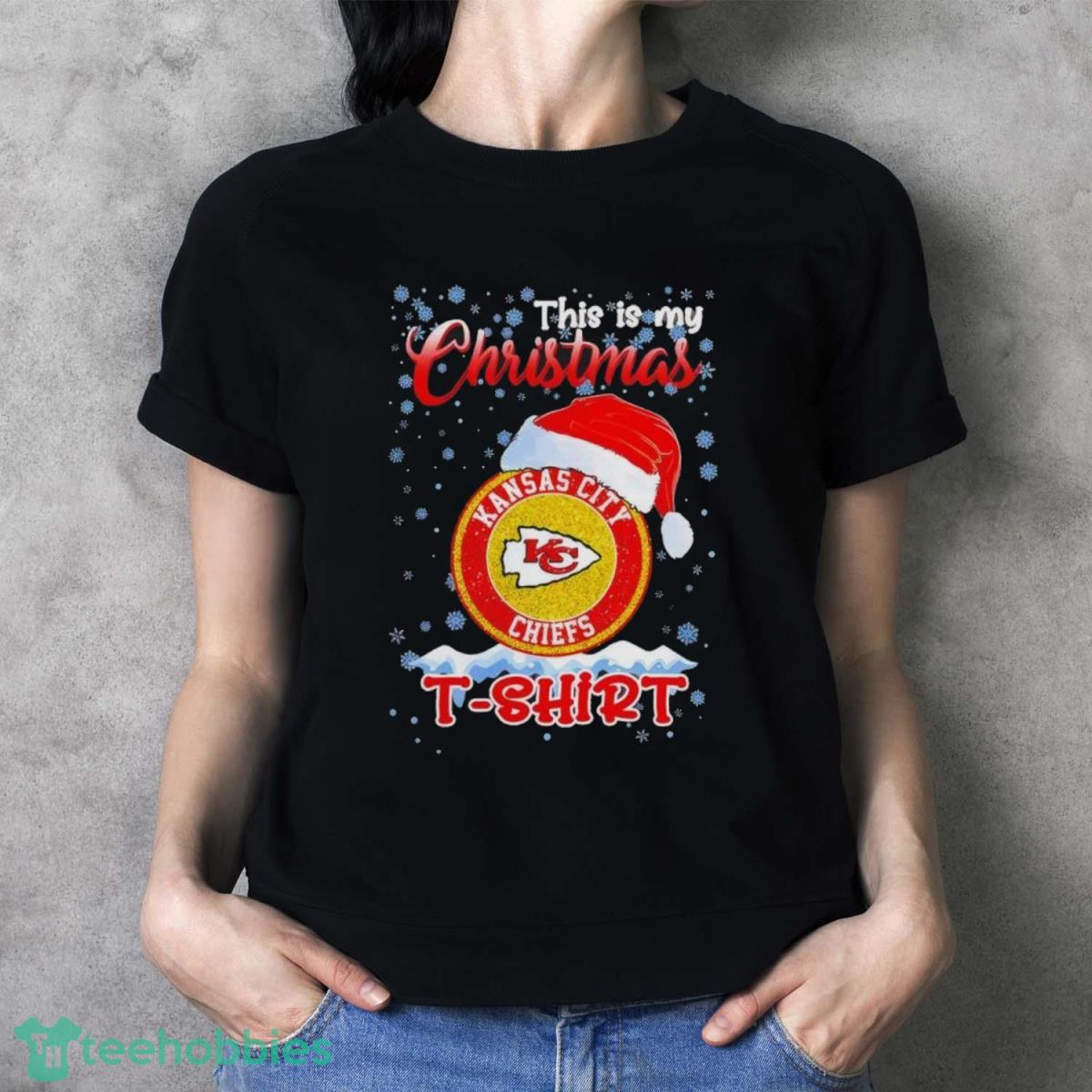 Kansas City Chiefs Santa hat this is my Christmas T shirt image Kansas City Chiefs Santa hat this is my Christmas T-shirt - Ladies T-Shirt