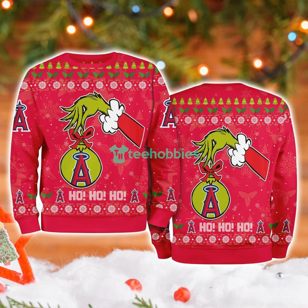 Los Angeles Angels Mlb Grinch Hand Ugly Christmas Sweater 3D image Los Angeles Angels Mlb Grinch Hand Ugly Christmas Sweater 3D Product Photo 1