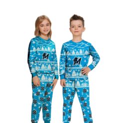 Miami Marlins MLB Christmas Pattern Family Matching Pajamas Sets Best Gift For Christmas image Miami Marlins MLB Christmas Pattern Family Matching Pajamas Sets Best Gift For Christmas Product Photo 2