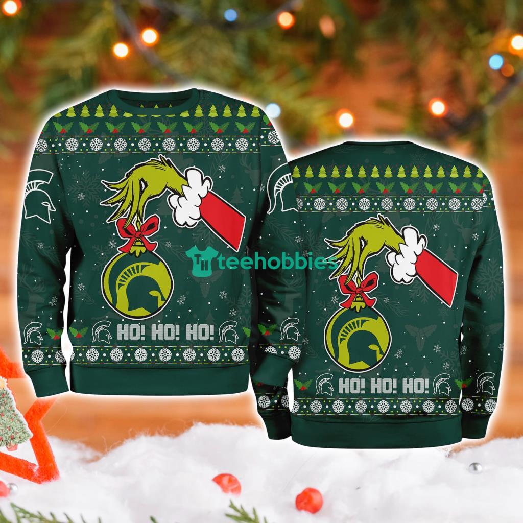 Michigan State Ncaa Grinch Hand Ugly Christmas Sweater 3D image Michigan State Ncaa Grinch Hand Ugly Christmas Sweater 3D Product Photo 1