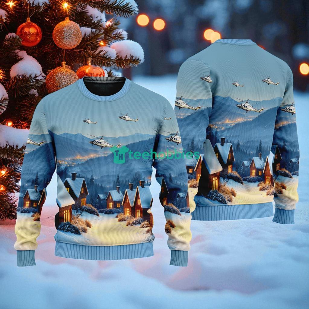 New Jersey State Police Agusta Westland Aw American Airlines In The Snowy Christmas Sky Ugly Sweater Best Gift image New Jersey State Police Agusta-Westland Aw- American Airlines In The Snowy Christmas Sky Ugly Sweater Best Gift Product Photo 1