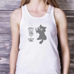 Playful Cat Sweatshirt Cozy Unisex T shirt Hoodie Sweatshirirt image Playful Cat Sweatshirt Cozy Unisex T-shirt Hoodie Sweatshirirt - White Ladies Tank Top